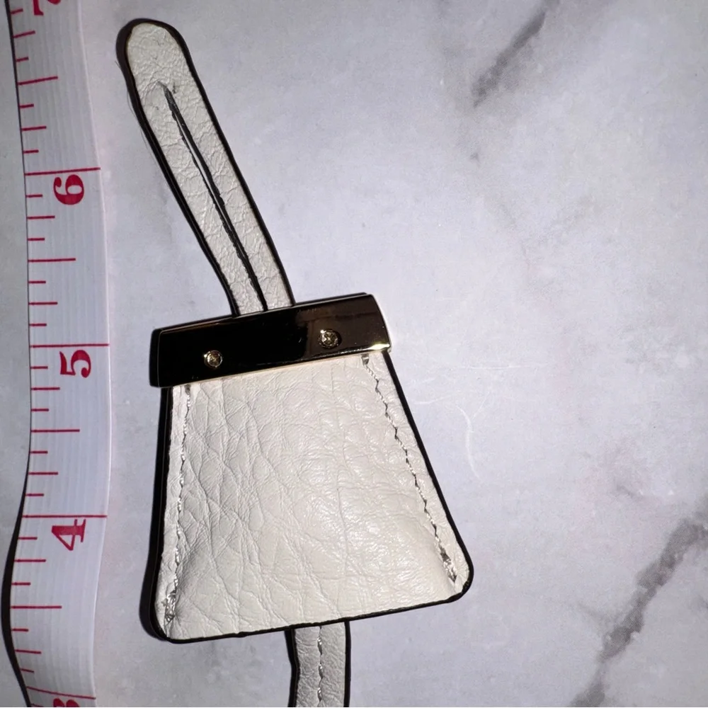 Michael Kors Gold and Cream MK Circle Logo Keyring Hangtag